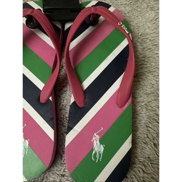 Polo Ralph Lauren Junior Flip Flops Pink Size 7 Sandal. - Picture 6 of 16